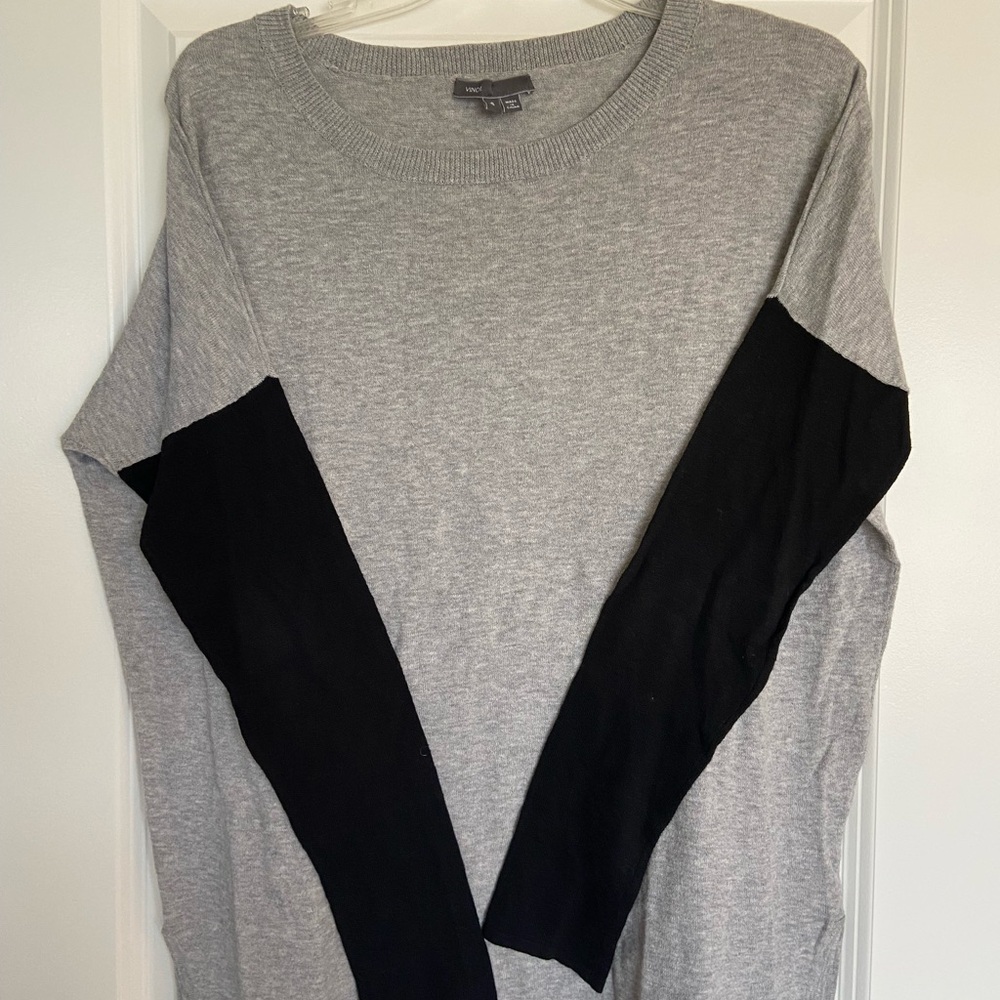 Vince Gray and Black Long Sleeve Sweater